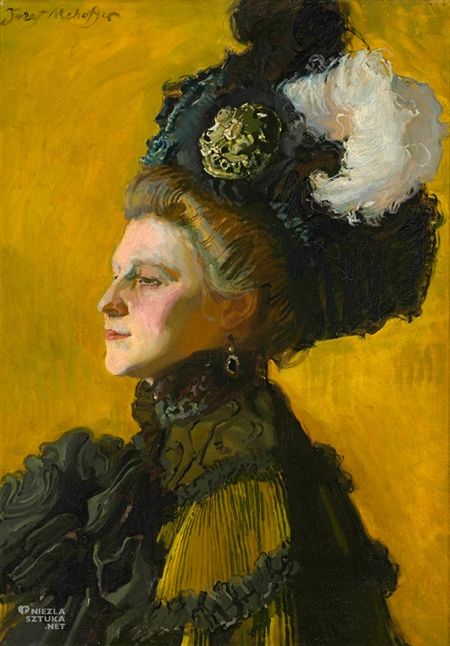 Obraz Portret żony artysty Jadwigi na żółtym tle